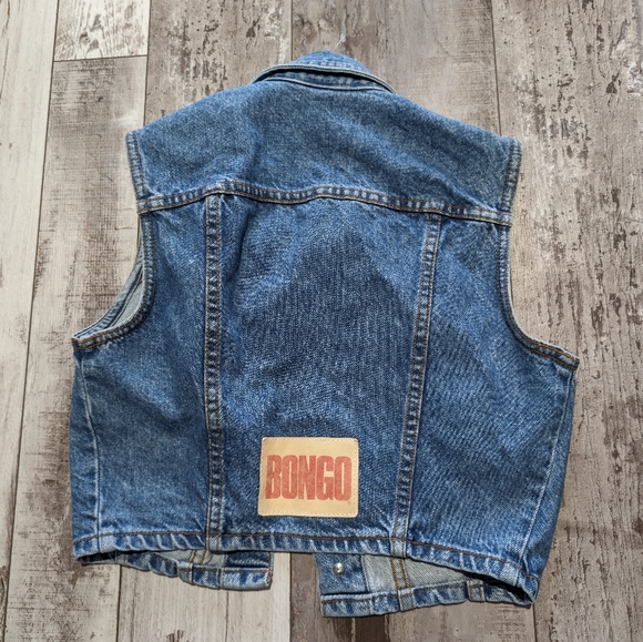 Vintage bongo Jean vest  cropped logo back size medium made in USA - Picture 6 of 6
